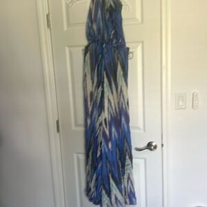 Blue Alexe Maxi Halter Backless Dress - NEW - Never Worn Size Medium